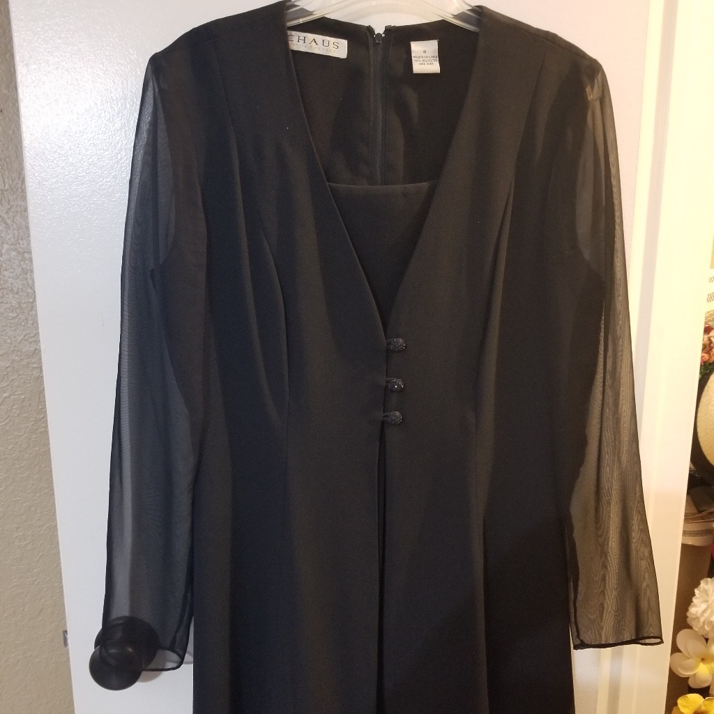 Black Cocktail Dress With Veil Sleeves
